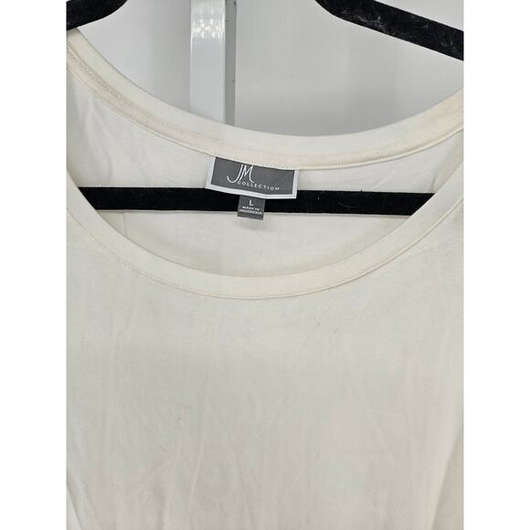 JM Collection Women's White Semi-Sheer Long Sleeve Relaxed Blouse Size L - Picture 2 of 4